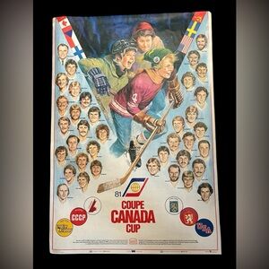 Rare Vintage 1981 Coupe Canada Cup Hockey Poster 22”x32”
